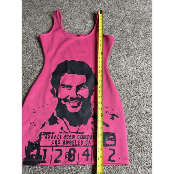 ASAALI Jean Co. Pink Bodycon Dress Bright Pink Graphic Size Small - Picture 5 of 9